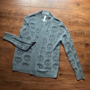 Gray Aeropostale skull knit cardigan